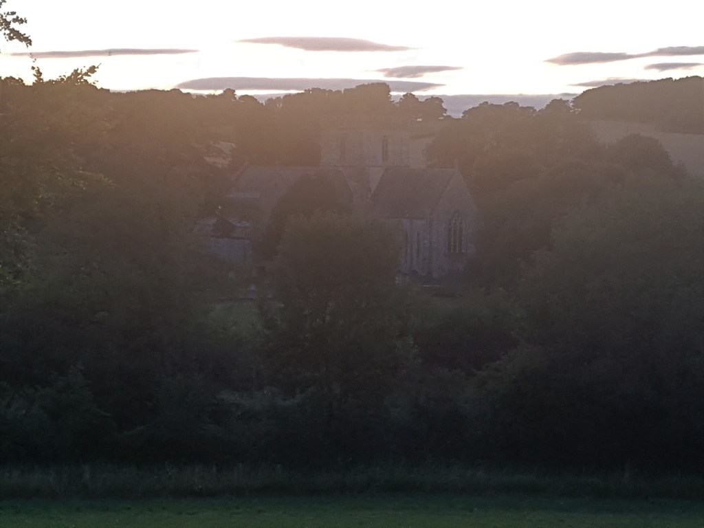 St Mary's Church, Great Bedwyn, at dusk